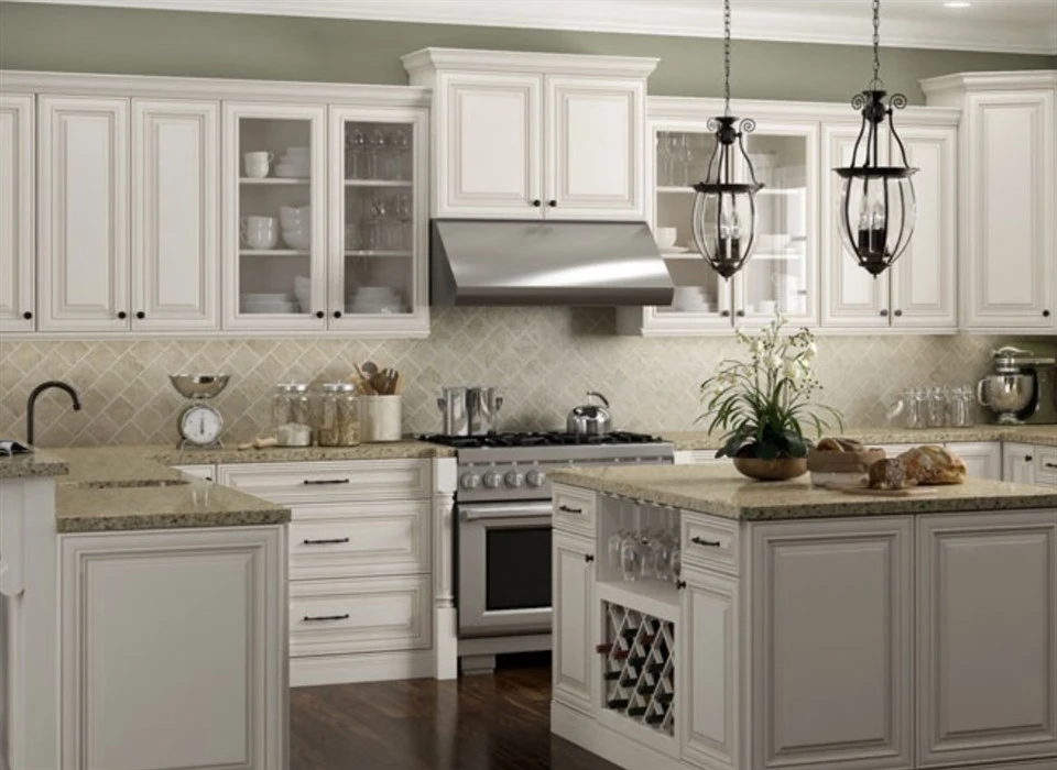 Beige Glazed Kitchen Cabinets